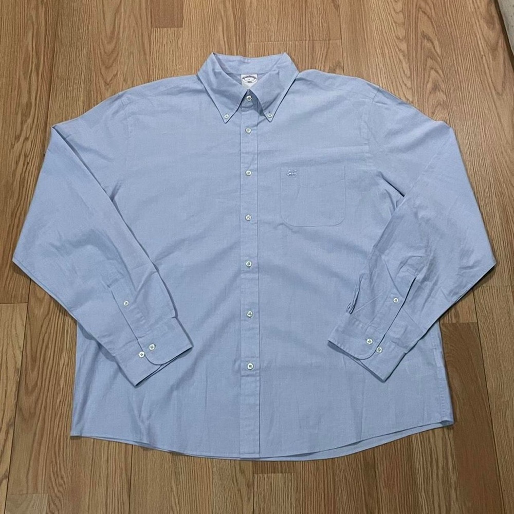 Brooks Brothers 1818 Men Large (XL) Long Sleeve Button Down Shirt Blue Pocket